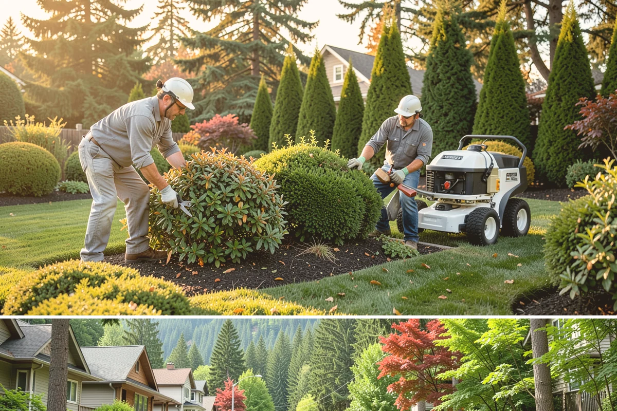 Evergreen Pruning in Darrington, Snohomish County, WA - Conifer candles are pinched in late spring, while most structural evergreen pruning is done in late winter across the Sound.