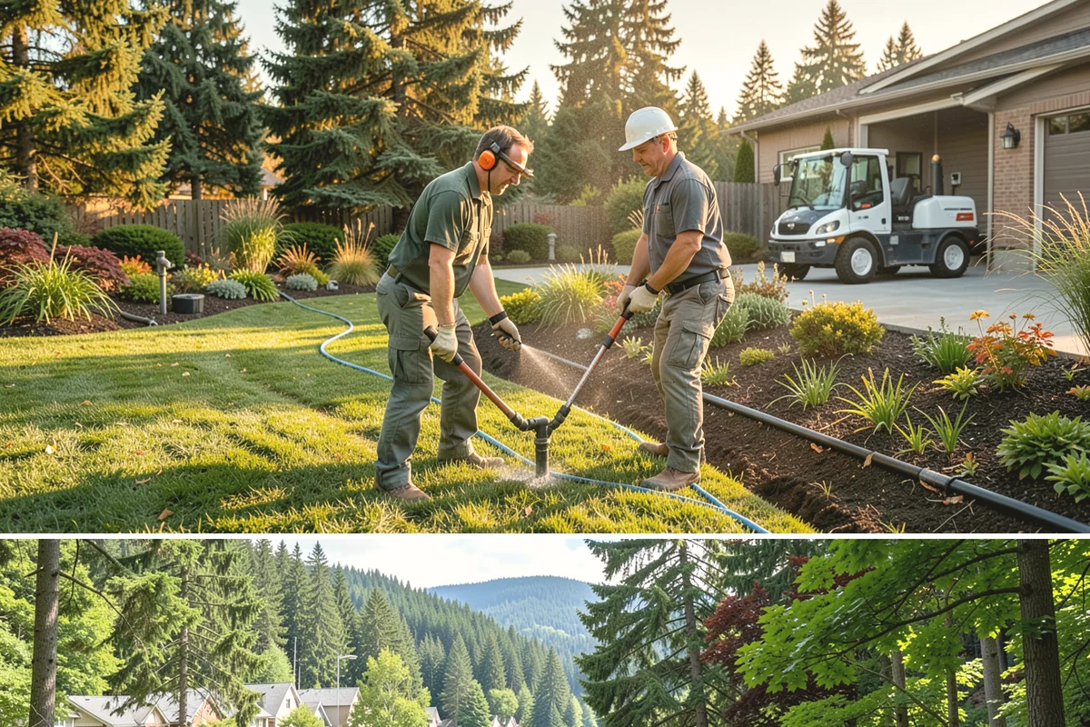 Evergreen Pruning in Lake Forest Park, King County, WA - Conifer candles are pinched in late spring, while most structural evergreen pruning is done in late winter across the Sound.