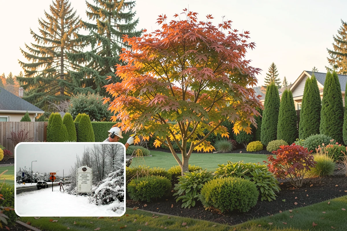 Evergreen Pruning in Newcastle, King County, WA - Cuts kept within living green to avoid bare spots