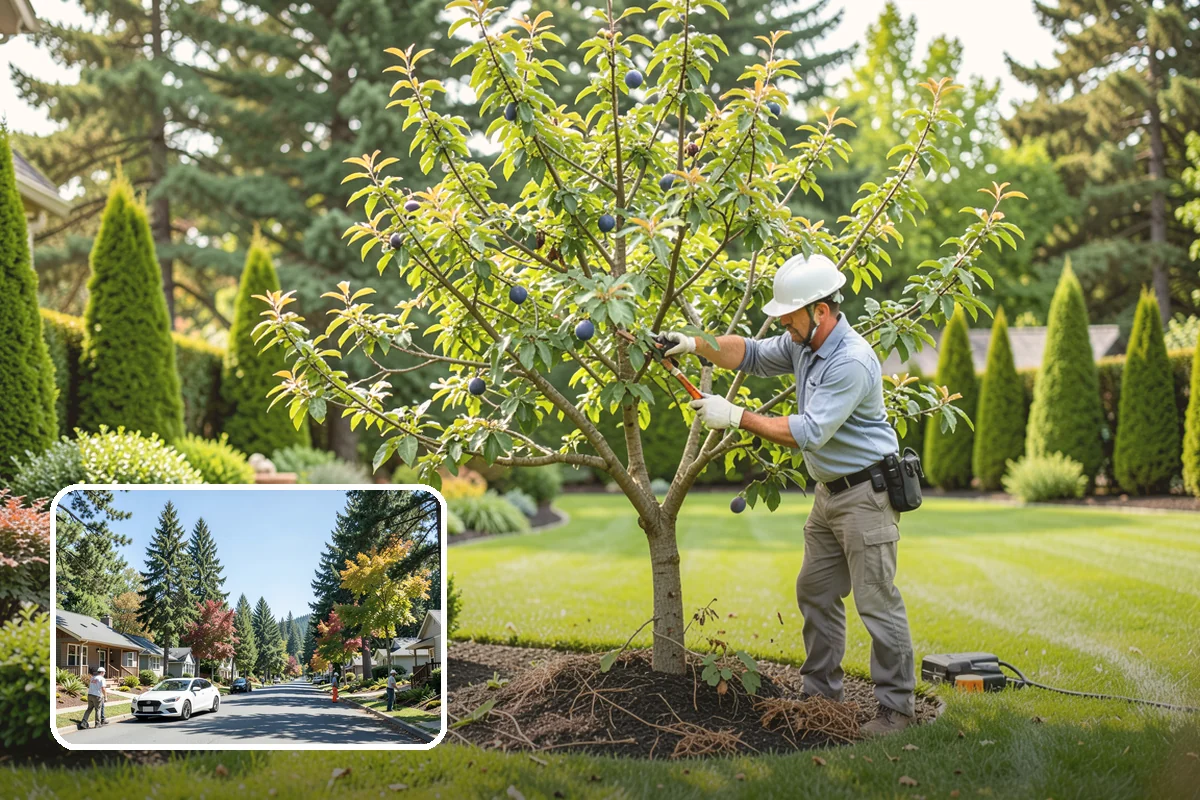 Evergreen Pruning in Orting, Pierce County, WA - Cuts kept within living green to avoid bare spots