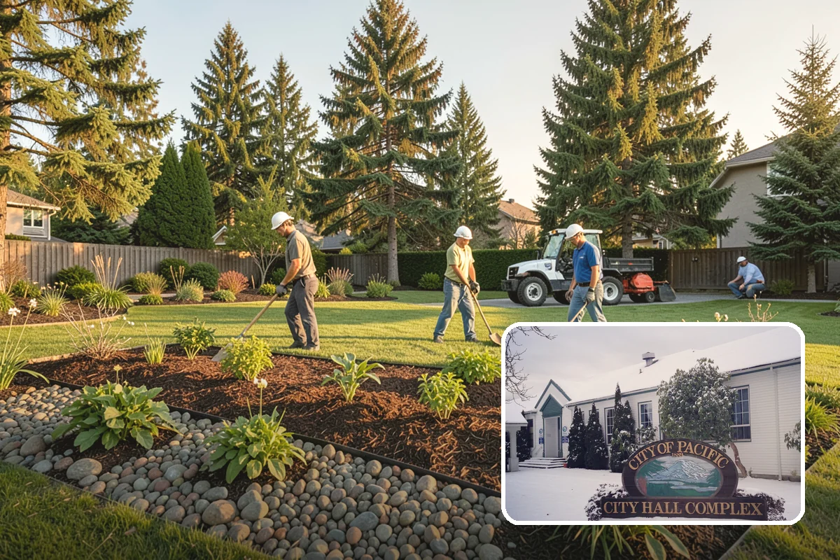 Evergreen Pruning in Pacific, King County, WA - Cuts kept within living green to avoid bare spots