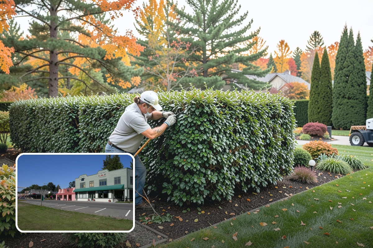 Evergreen Pruning in Snoqualmie, King County, WA - Cuts kept within living green to avoid bare spots