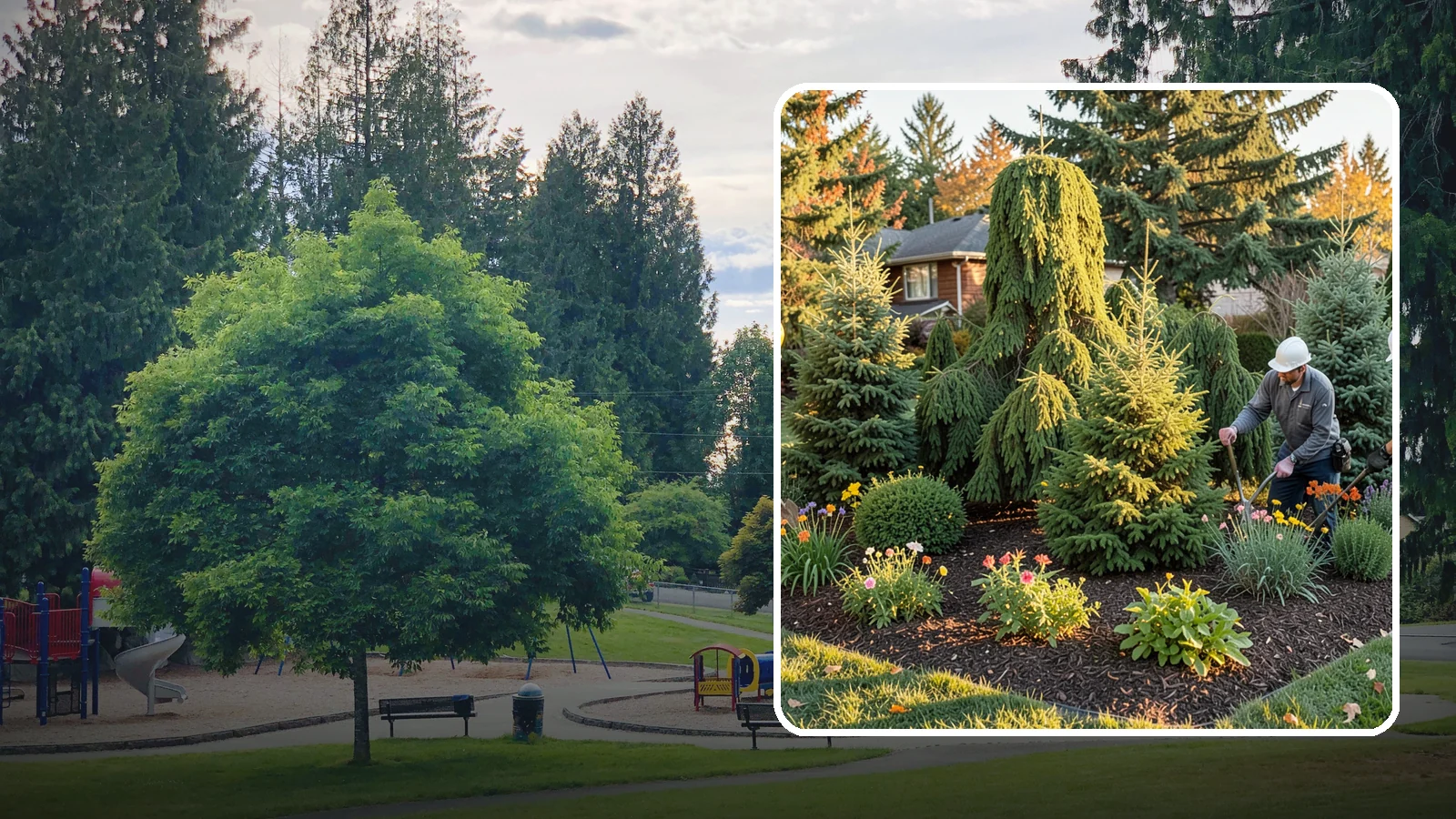 Evergreen Tree Planting in Bonney Lake, Pierce County, WA - We plant evergreen trees that keep Northwest landscapes green and screened all year long.