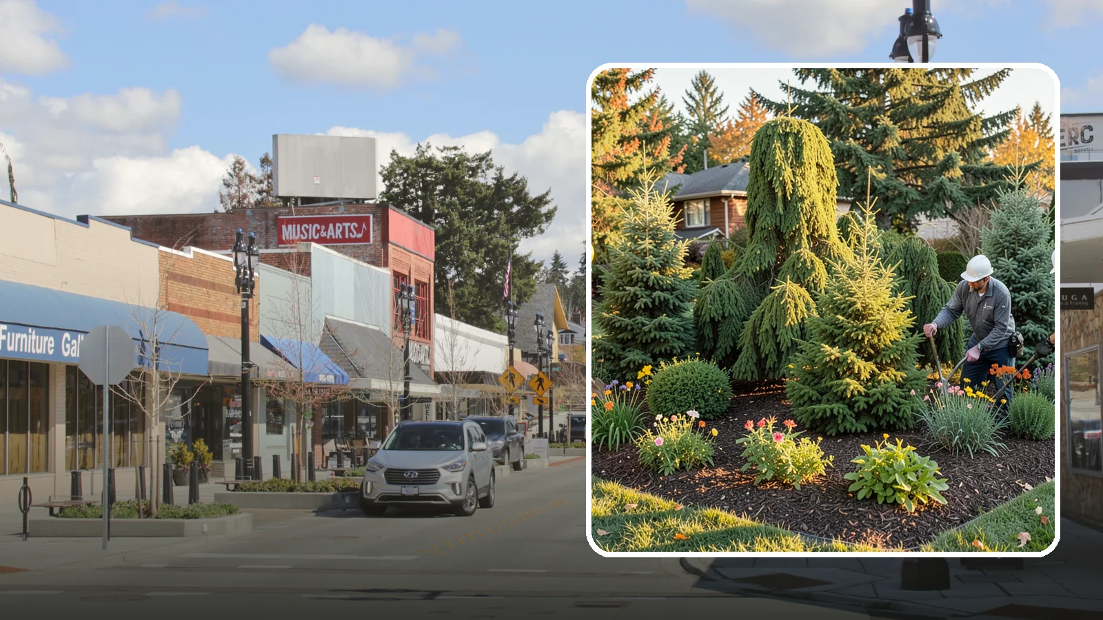 Evergreen Tree Planting in Bothell, King County, WA - We plant evergreen trees that keep Northwest landscapes green and screened all year long.
