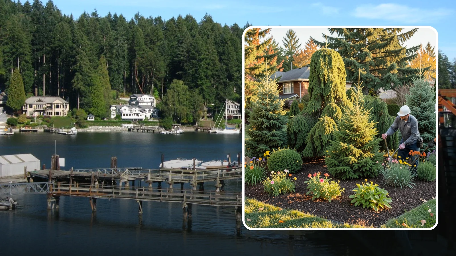 Evergreen Tree Planting in Gig Harbor, Pierce County, WA - We plant evergreen trees that keep Northwest landscapes green and screened all year long.