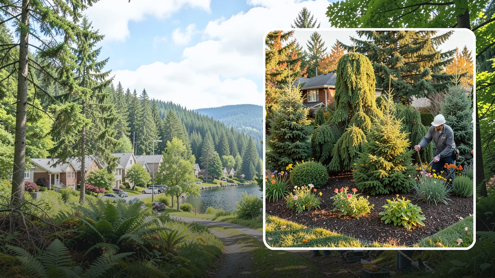 Evergreen Tree Planting in Lake Forest Park, King County, WA - We plant evergreen trees that keep Northwest landscapes green and screened all year long.