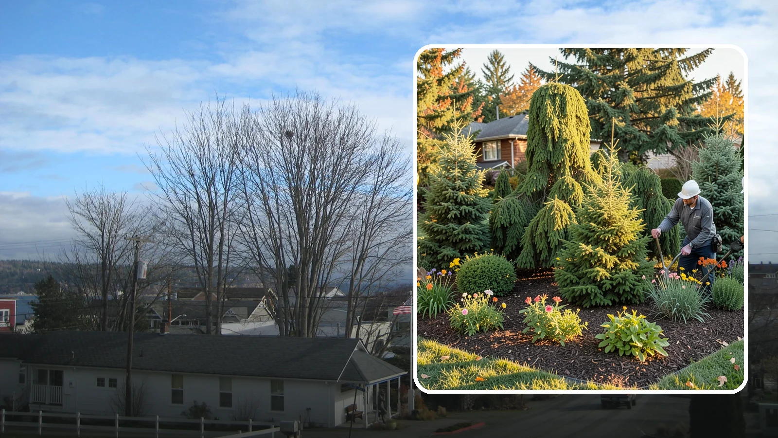 Evergreen Tree Planting in Langley, Island County, WA - We plant evergreen trees that keep Northwest landscapes green and screened all year long.