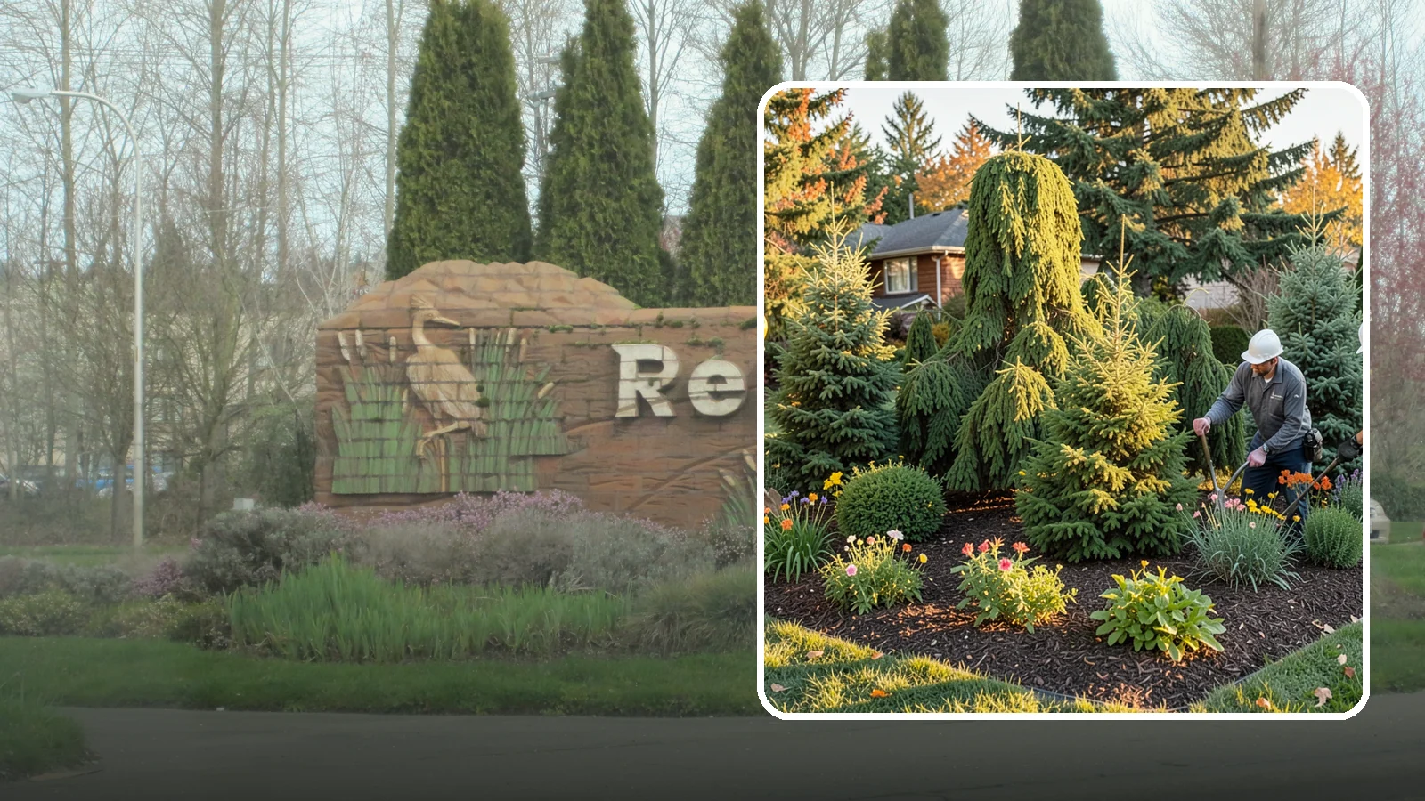 Evergreen Tree Planting in Renton, King County, WA - We plant evergreen trees that keep Northwest landscapes green and screened all year long.
