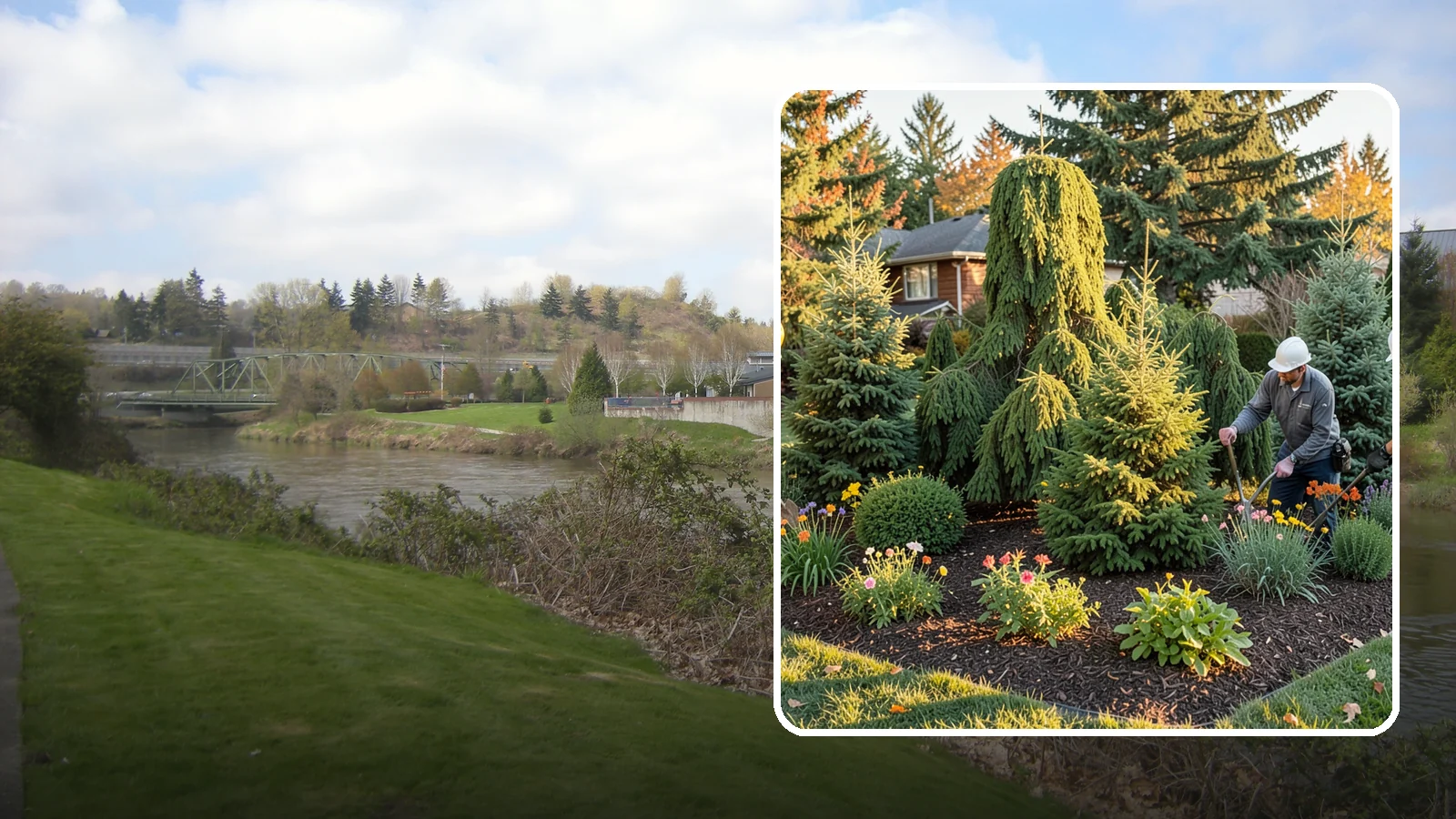 Evergreen Tree Planting in Tukwila, King County, WA - We plant evergreen trees that keep Northwest landscapes green and screened all year long.