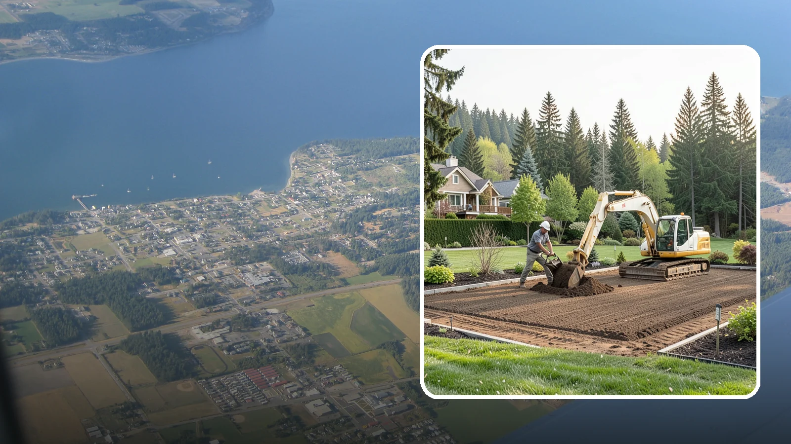 Excavation in Coupeville, Island County, WA - Precise excavation for foundations, features, drainage, and landscape projects of all sizes.