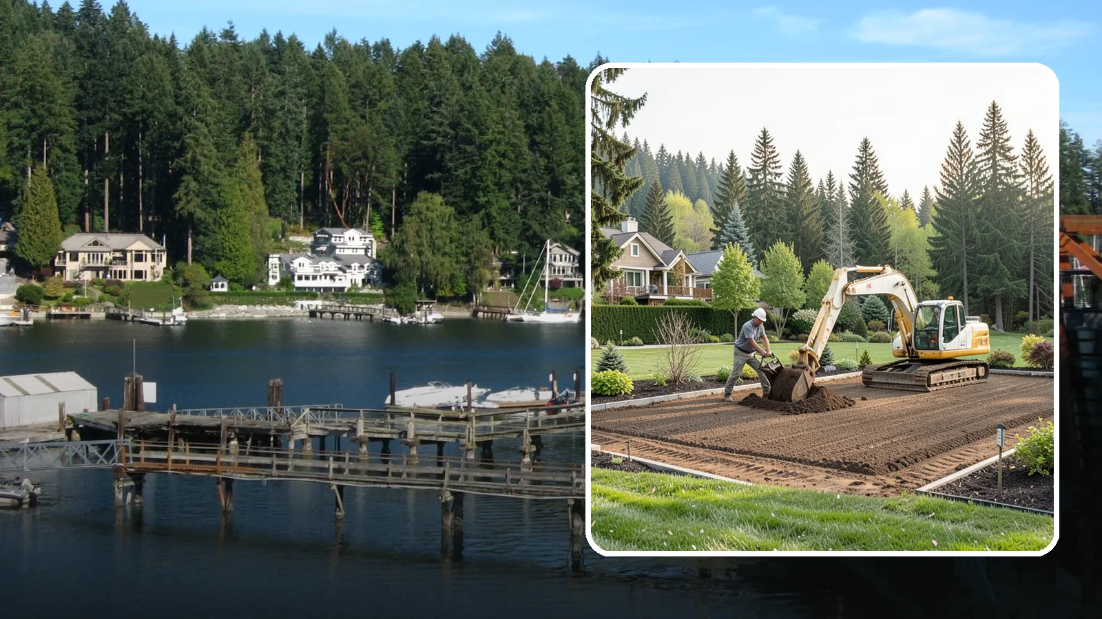 Excavation in Gig Harbor, Pierce County, WA - Precise excavation for foundations, features, drainage, and landscape projects of all sizes.