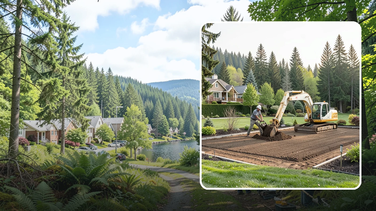 Excavation in Lake Forest Park, King County, WA - Precise excavation for foundations, features, drainage, and landscape projects of all sizes.