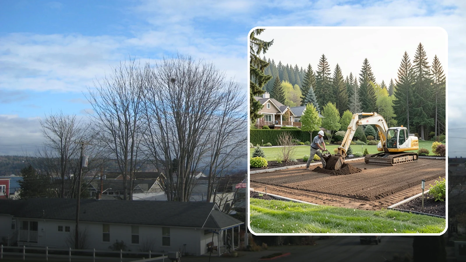 Excavation in Langley, Island County, WA - Precise excavation for foundations, features, drainage, and landscape projects of all sizes.