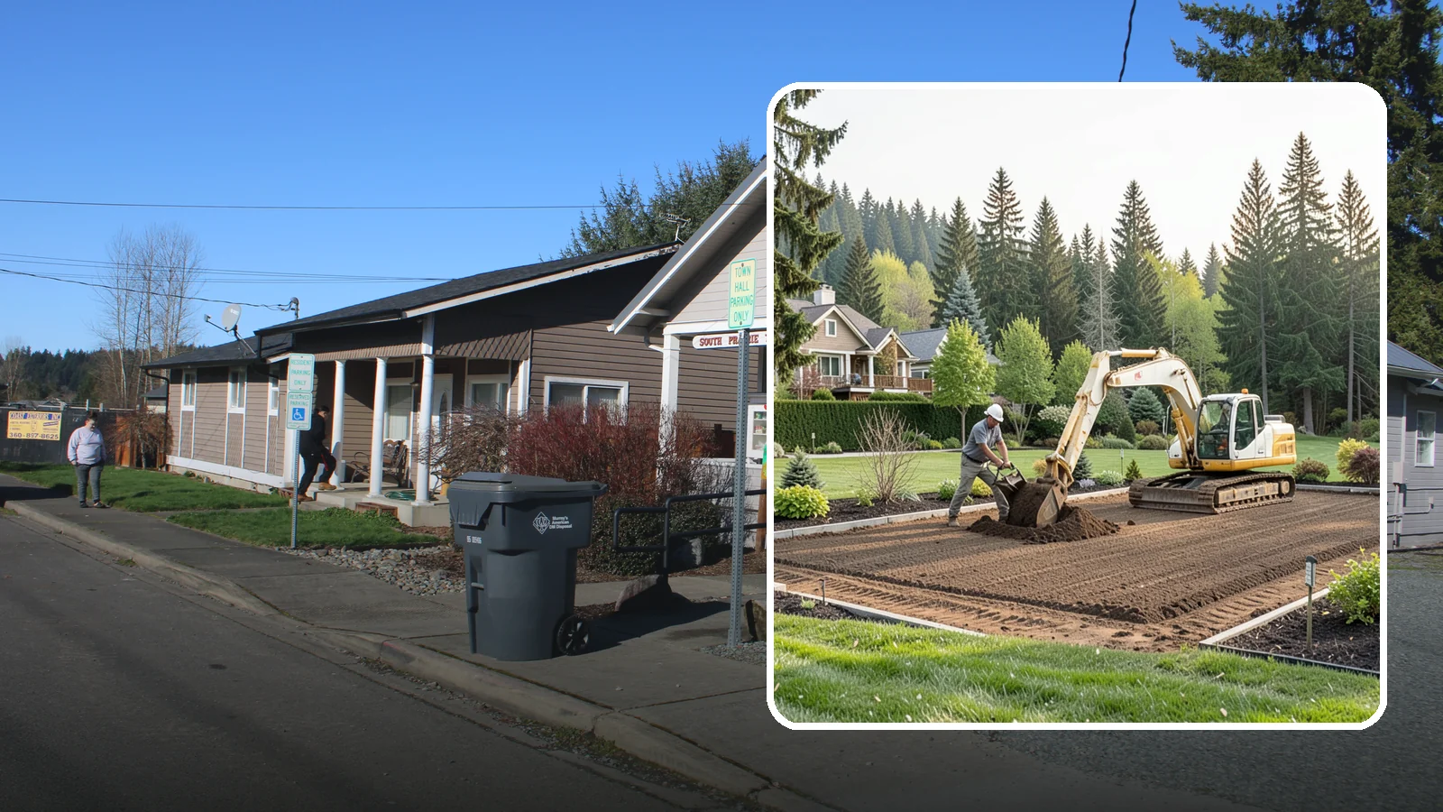 Excavation in South Prairie, Pierce County, WA - Precise excavation for foundations, features, drainage, and landscape projects of all sizes.