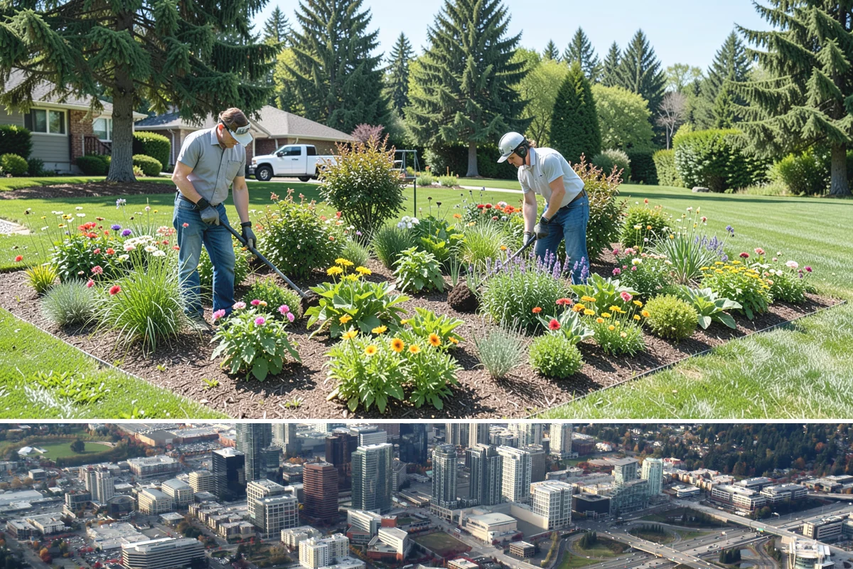 Exposed Aggregate Concrete in Bellevue, King County, WA - Warm, dry summer weather gives the precise cure timing needed to expose aggregate evenly and seal it before rain returns.