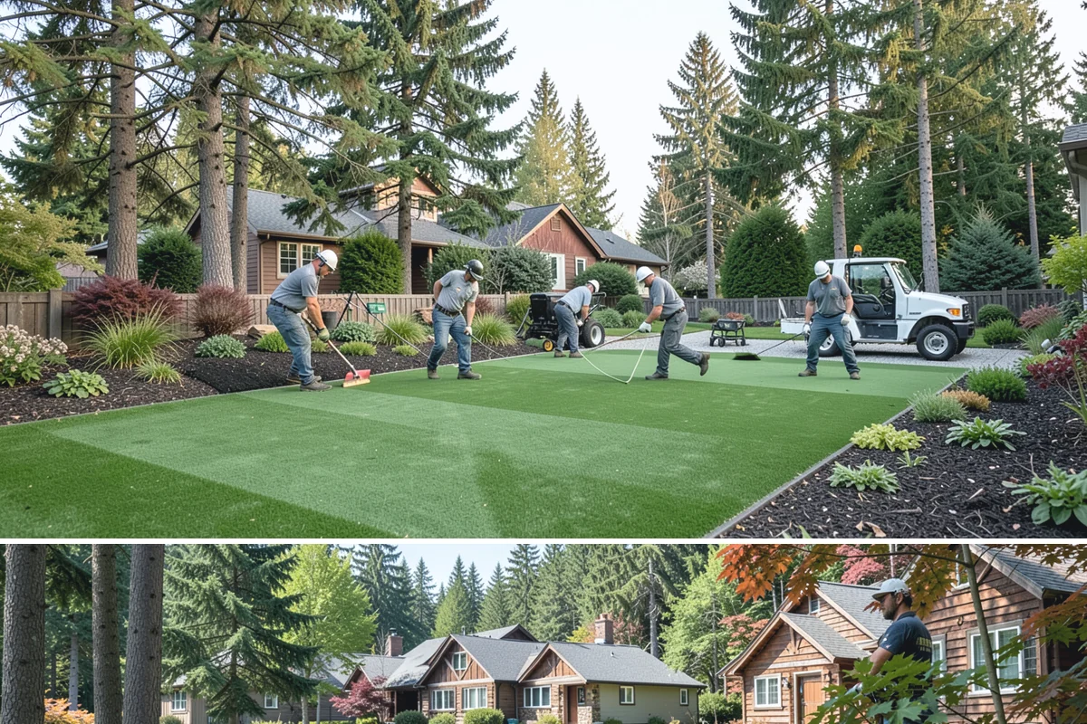 Exposed Aggregate Concrete in Edgewood, Pierce County, WA - Warm, dry summer weather gives the precise cure timing needed to expose aggregate evenly and seal it before rain returns.