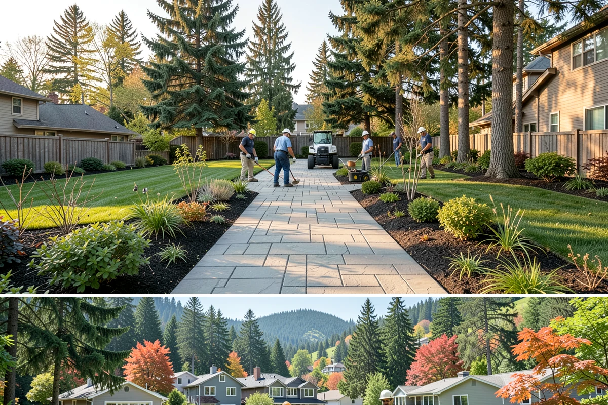 Exposed Aggregate Concrete in Fircrest, Pierce County, WA - Warm, dry summer weather gives the precise cure timing needed to expose aggregate evenly and seal it before rain returns.
