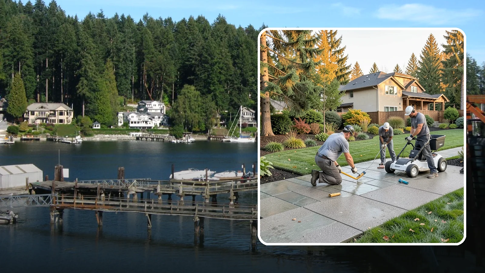Exposed Aggregate Concrete in Gig Harbor, Pierce County, WA - We finish exposed aggregate concrete that delivers natural texture and exceptional slip resistance for rainy climates.