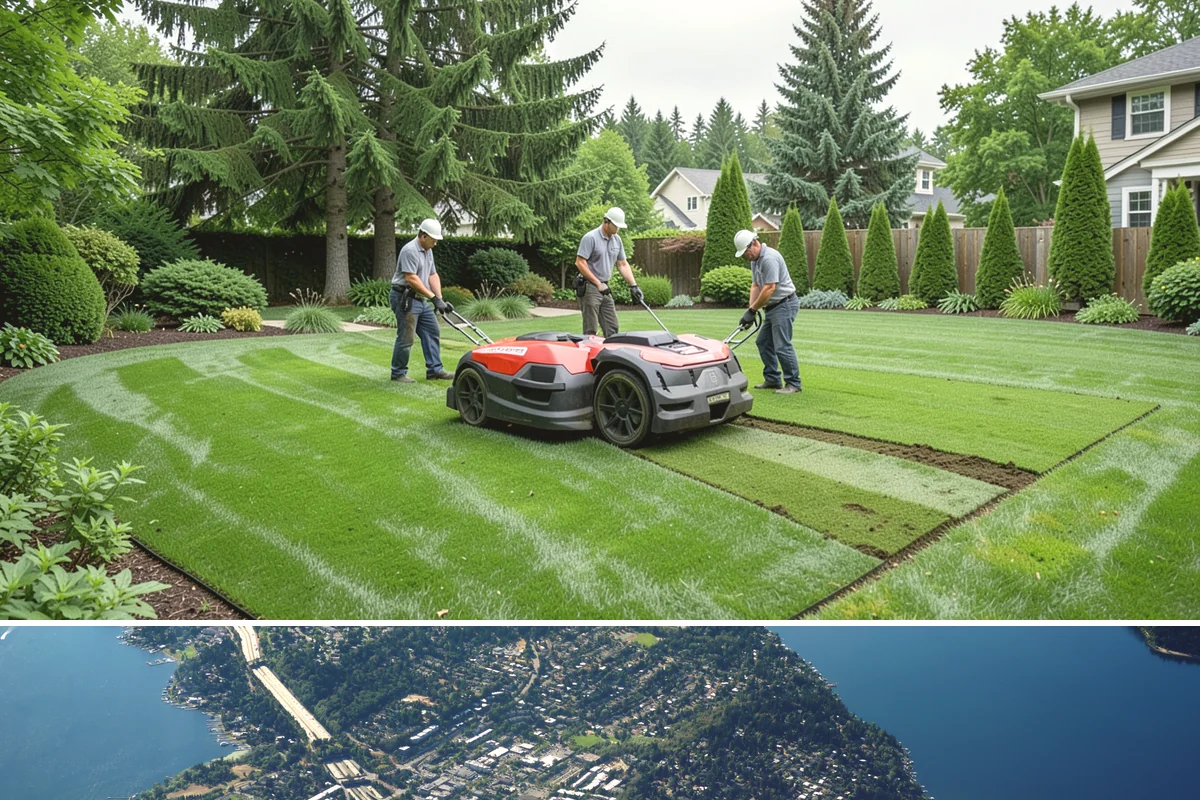 Exposed Aggregate Concrete in Mercer Island, King County, WA - Warm, dry summer weather gives the precise cure timing needed to expose aggregate evenly and seal it before rain returns.