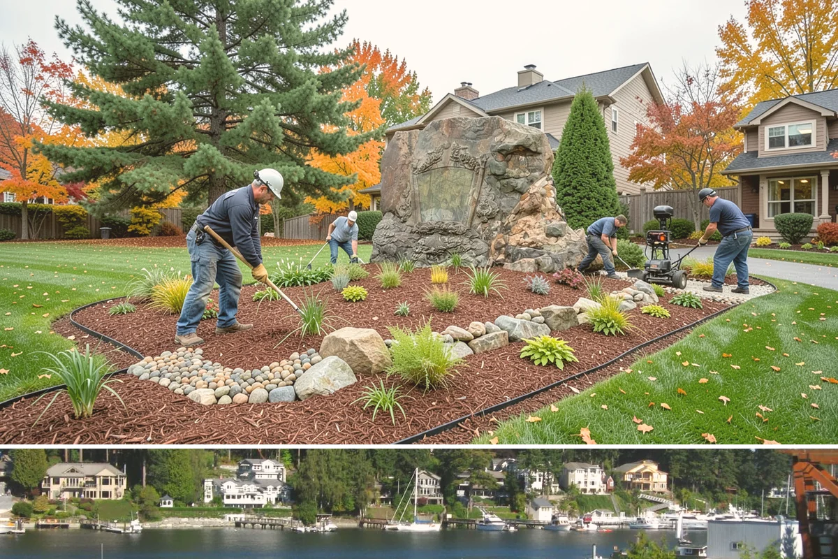 Fall Cleanup in Gig Harbor, Pierce County, WA - Done in fall, often in one or more passes as leaves drop.