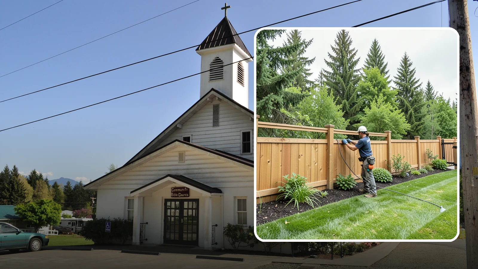 Fence Repair in Concrete, Skagit County, WA - Repair of leaning, sagging, broken, and rotted fencing to restore strength, function, and appearance.
