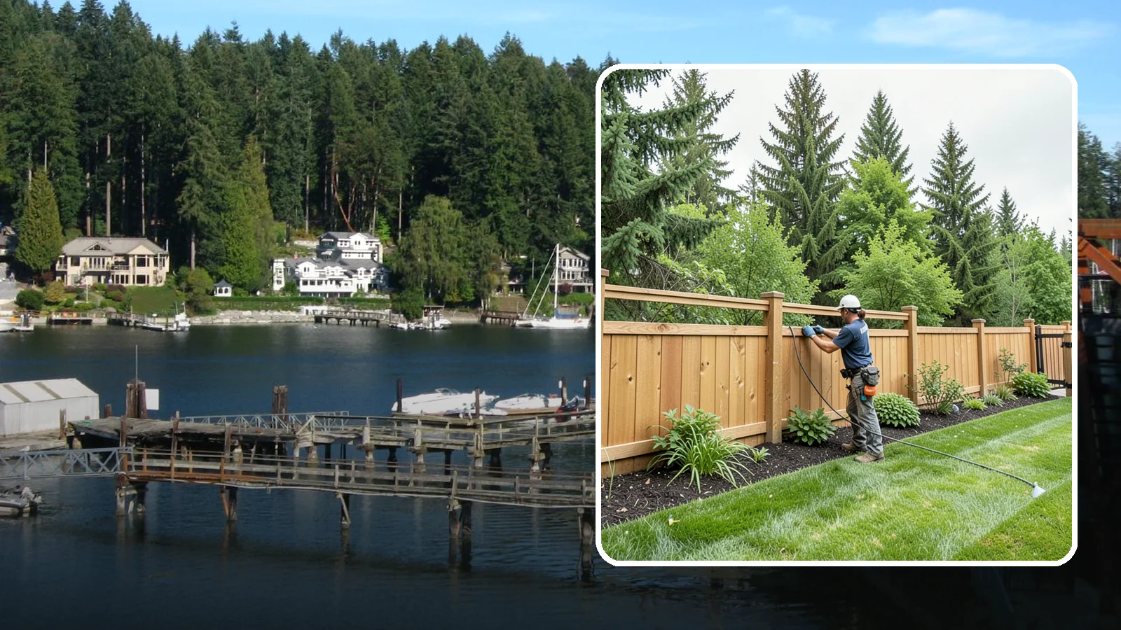 Fence Repair in Gig Harbor, Pierce County, WA - Repair of leaning, sagging, broken, and rotted fencing to restore strength, function, and appearance.