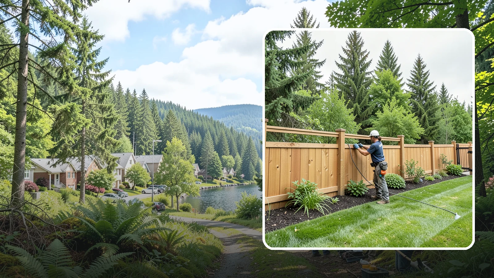Fence Repair in Lake Forest Park, King County, WA - Repair of leaning, sagging, broken, and rotted fencing to restore strength, function, and appearance.