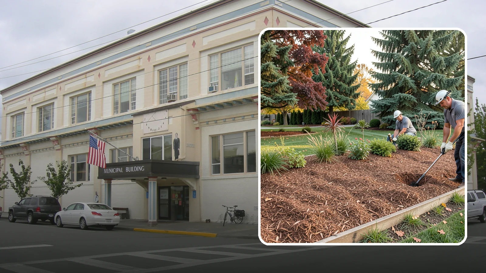 Fir Bark Installation in Anacortes, Skagit County, WA - We install chunky Douglas fir bark that drains beautifully and gives large beds a rugged, natural texture.