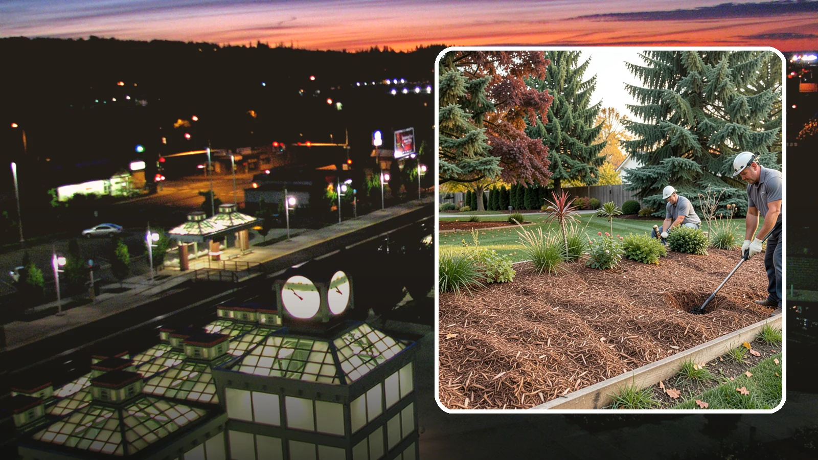Fir Bark Installation in Auburn, King County, WA - We install chunky Douglas fir bark that drains beautifully and gives large beds a rugged, natural texture.