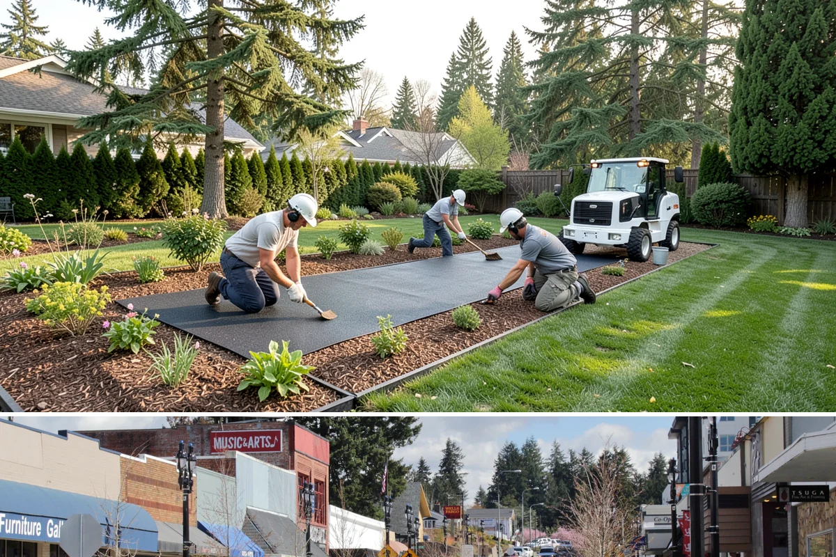 Fir Bark Installation in Bothell, King County, WA - Fir bark works well applied in spring or fall