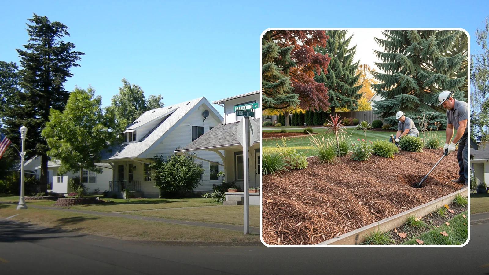 Fir Bark Installation in DuPont, Pierce County, WA - We install chunky Douglas fir bark that drains beautifully and gives large beds a rugged, natural texture.