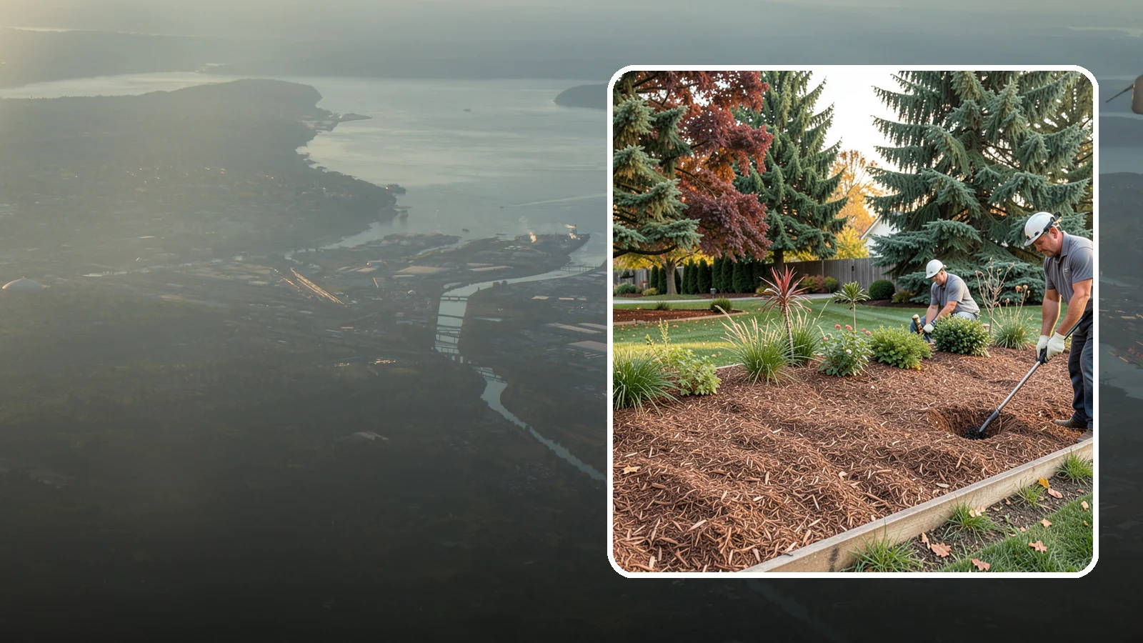 Fir Bark Installation in Fife, Pierce County, WA - We install chunky Douglas fir bark that drains beautifully and gives large beds a rugged, natural texture.