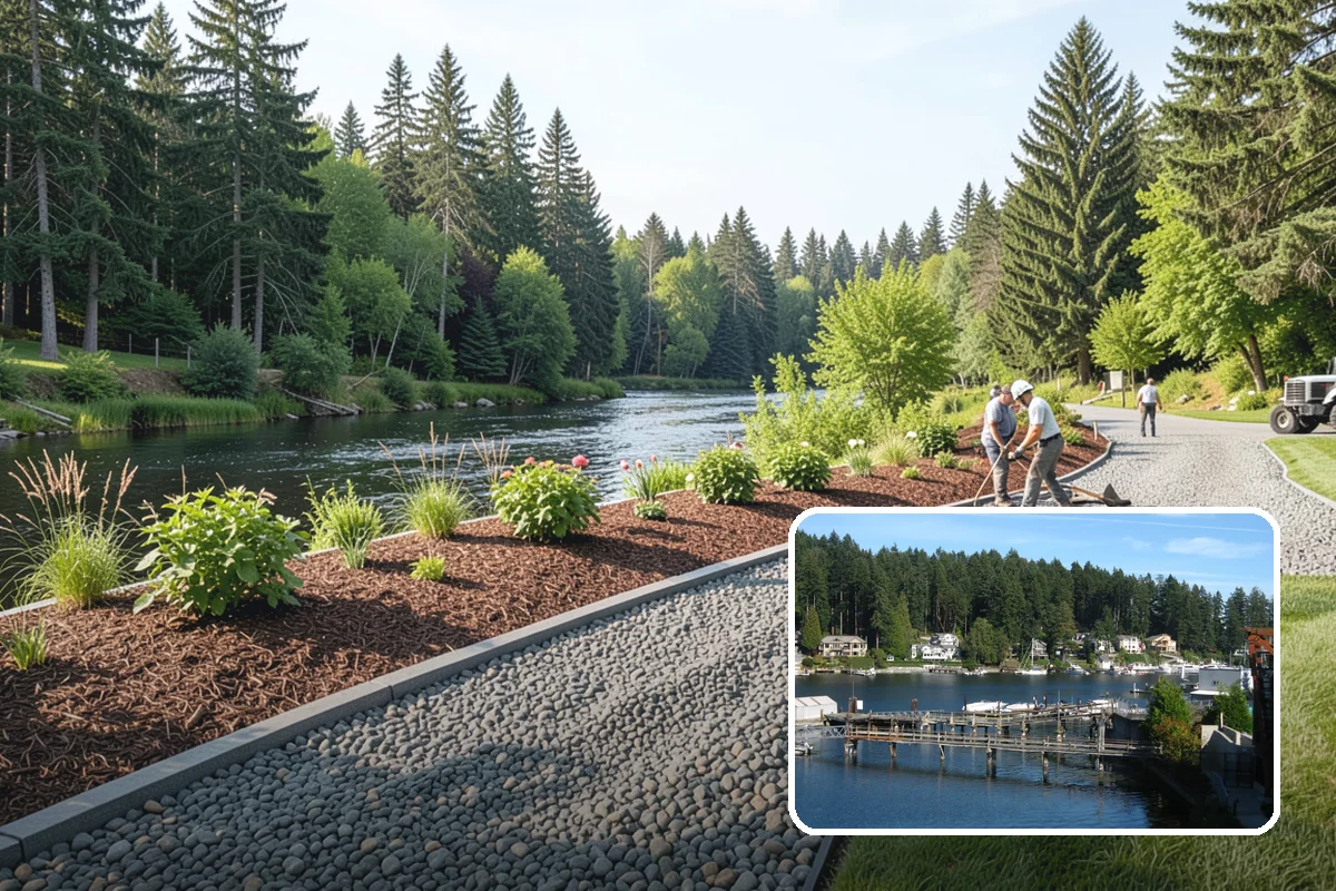Fir Bark Installation in Gig Harbor, Pierce County, WA - Excellent drainage that suits wet PNW soils