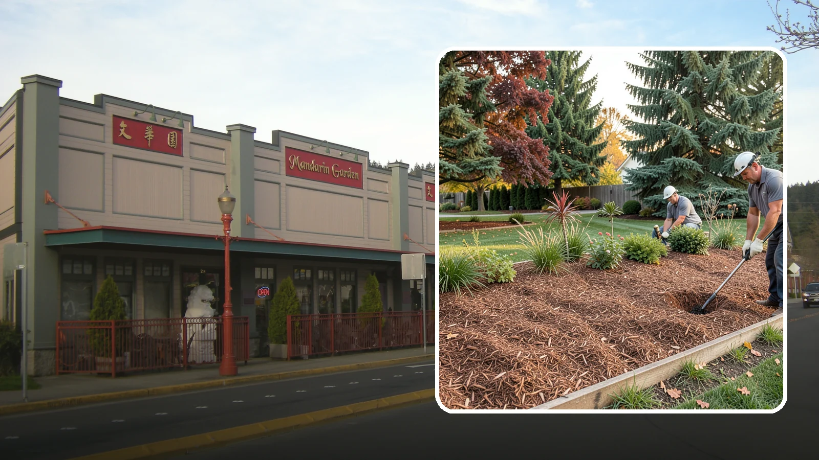 Fir Bark Installation in Issaquah, King County, WA - We install chunky Douglas fir bark that drains beautifully and gives large beds a rugged, natural texture.