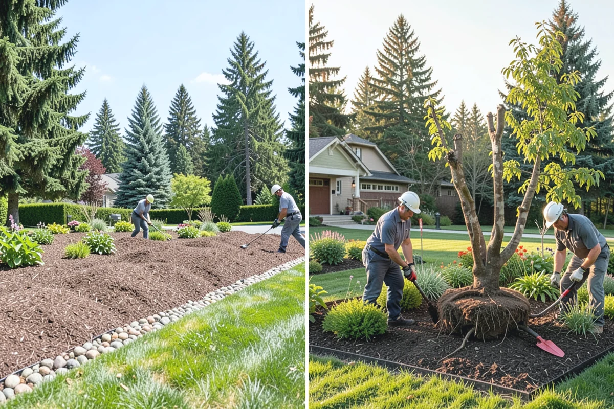 Fir Bark Installation in Medina, King County, WA - Assess bed scale and recommend a small, medium, or large nugget grade