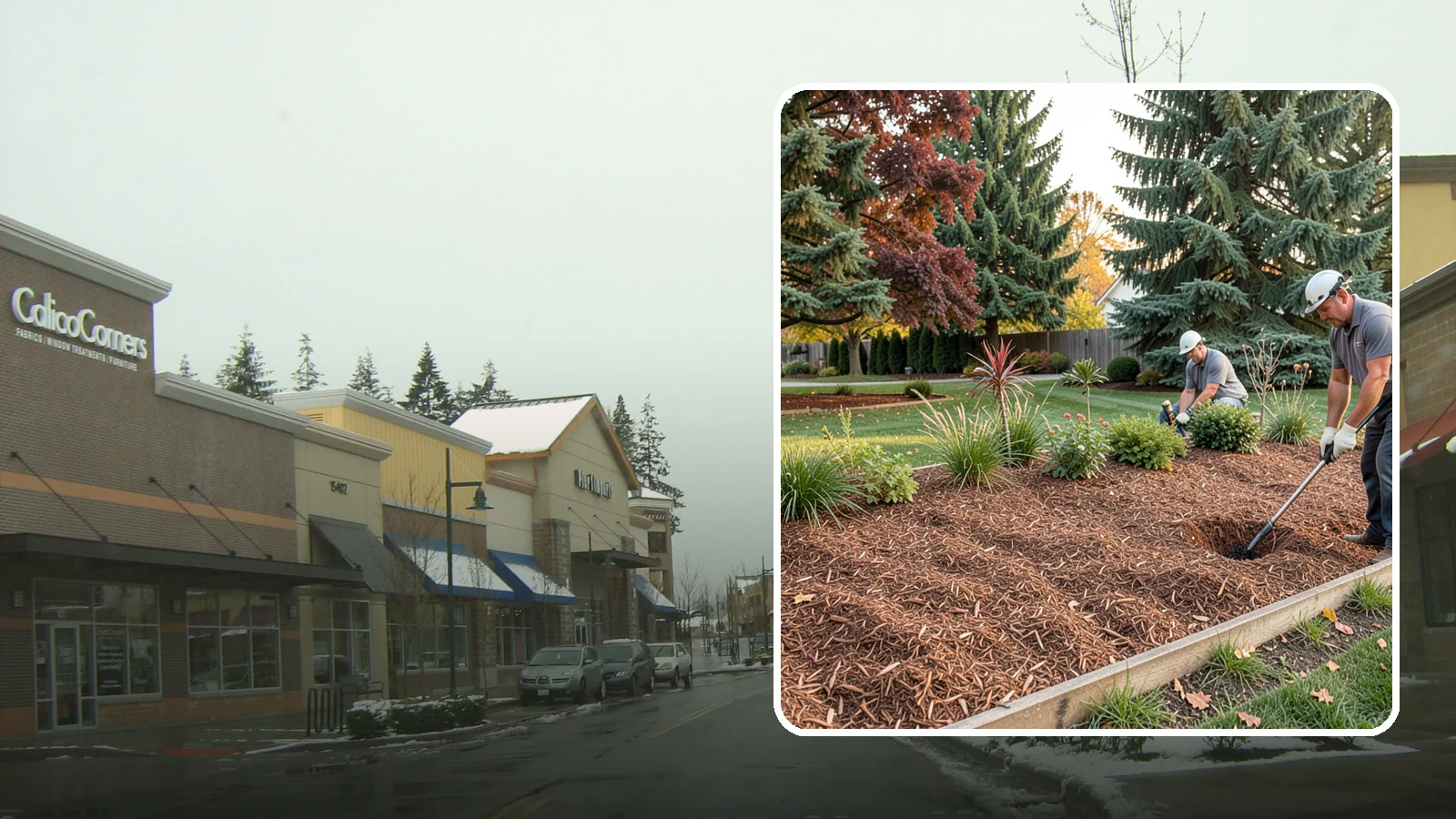 Fir Bark Installation in Mill Creek, Snohomish County, WA - We install chunky Douglas fir bark that drains beautifully and gives large beds a rugged, natural texture.