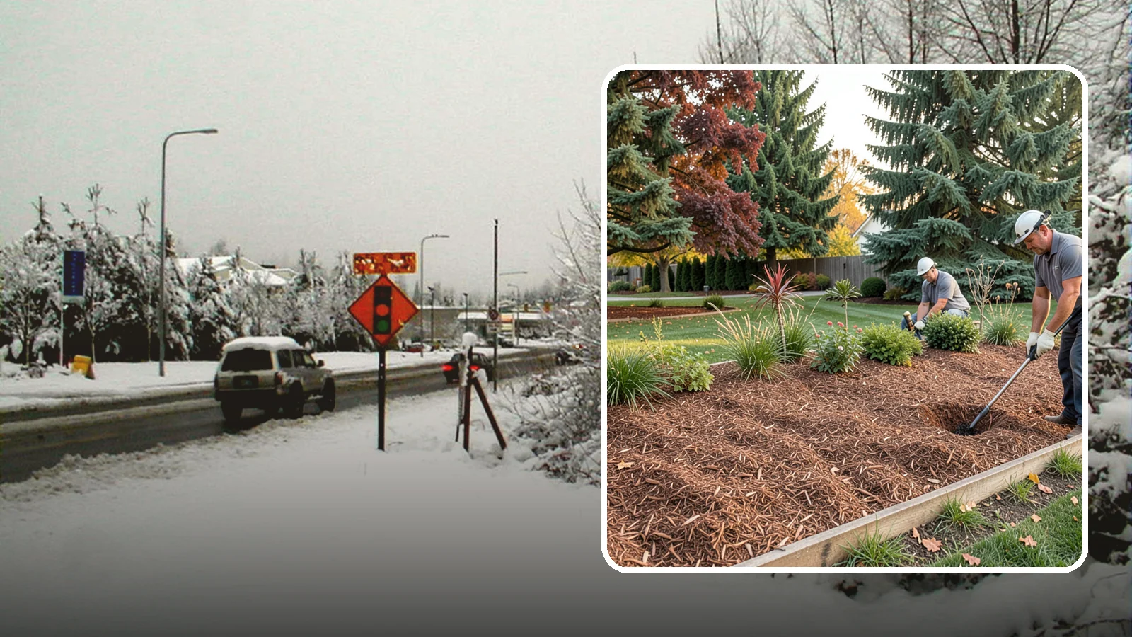 Fir Bark Installation in Newcastle, King County, WA - We install chunky Douglas fir bark that drains beautifully and gives large beds a rugged, natural texture.