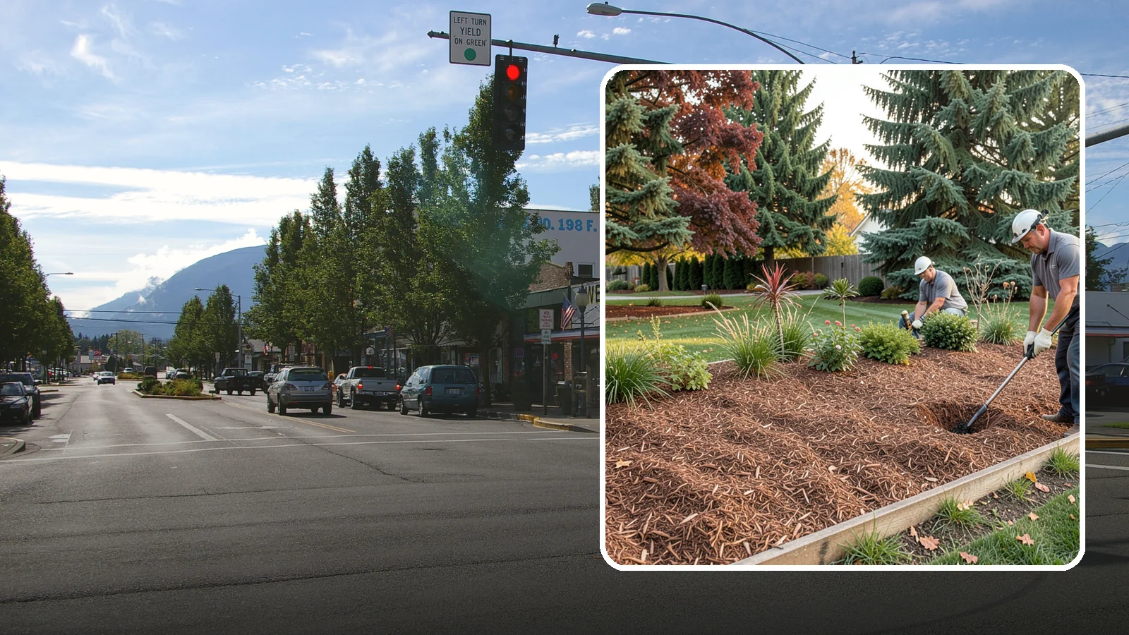 Fir Bark Installation in North Bend, King County, WA - We install chunky Douglas fir bark that drains beautifully and gives large beds a rugged, natural texture.