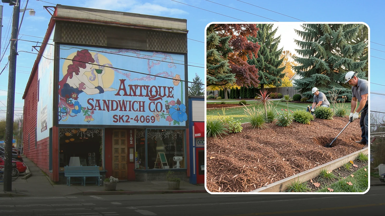 Fir Bark Installation in Ruston, Pierce County, WA - We install chunky Douglas fir bark that drains beautifully and gives large beds a rugged, natural texture.