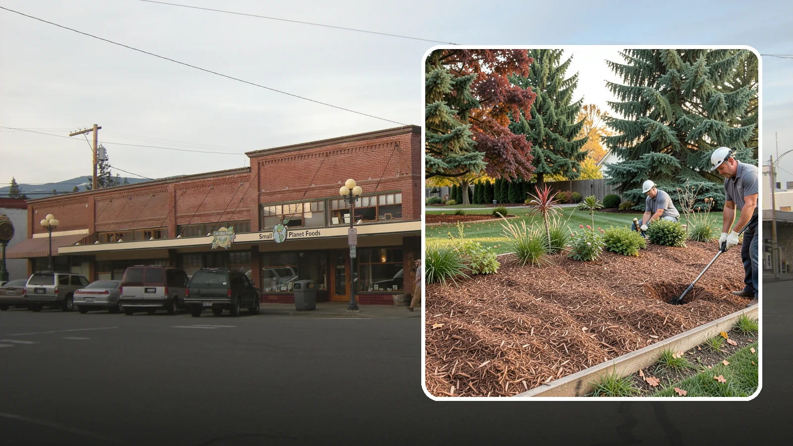 Fir Bark Installation in Sedro-Woolley, Skagit County, WA - We install chunky Douglas fir bark that drains beautifully and gives large beds a rugged, natural texture.