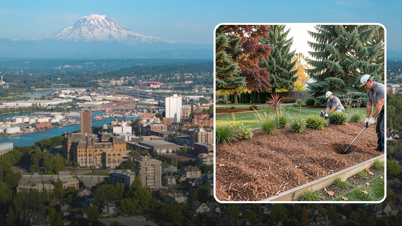 Fir Bark Installation in Tacoma, Pierce County, WA - We install chunky Douglas fir bark that drains beautifully and gives large beds a rugged, natural texture.