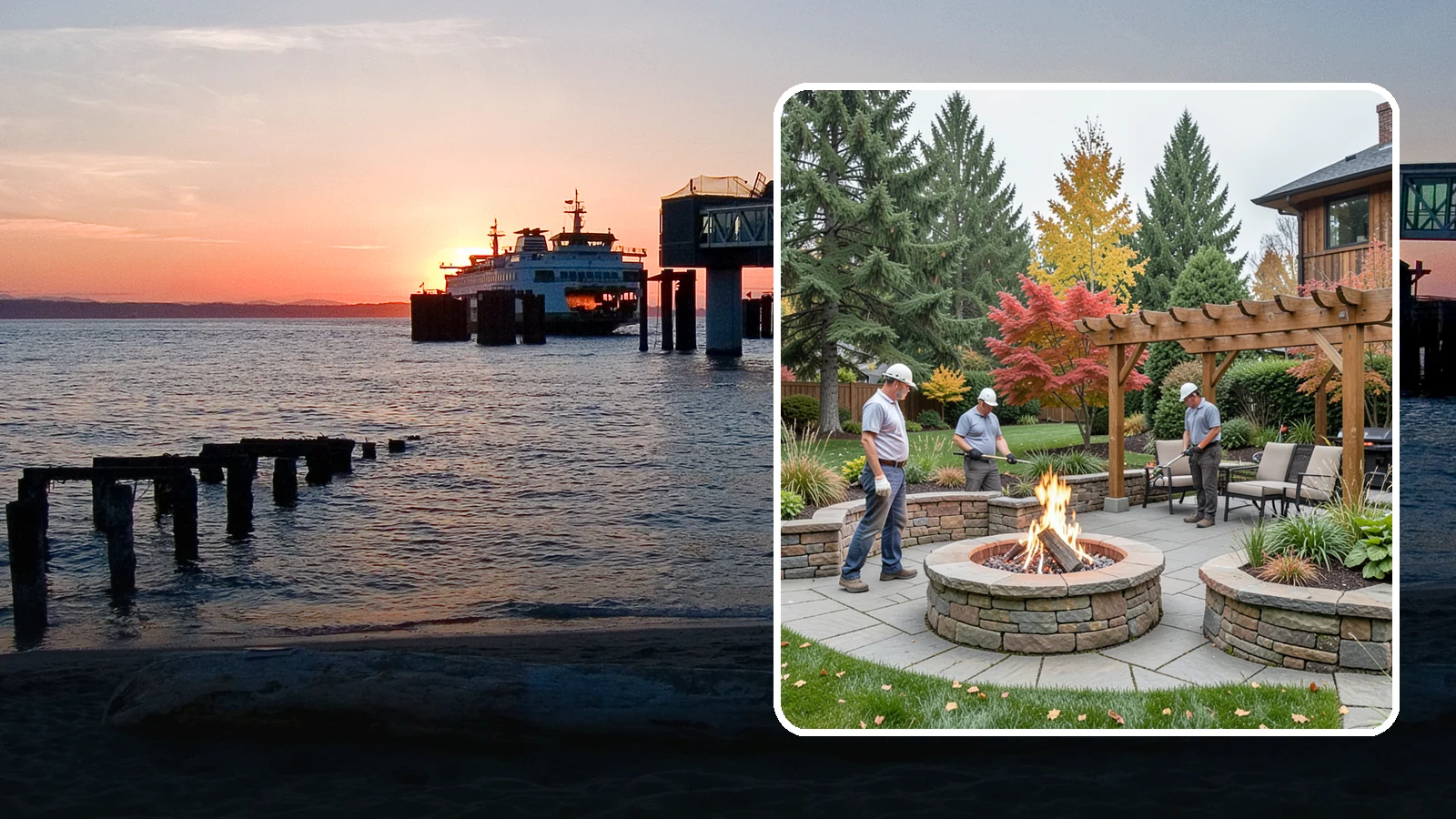 Fire Features in Edmonds, Snohomish County, WA - Custom fire features - pits, fireplaces, bowls, and tables - that add warmth and drama to any space.
