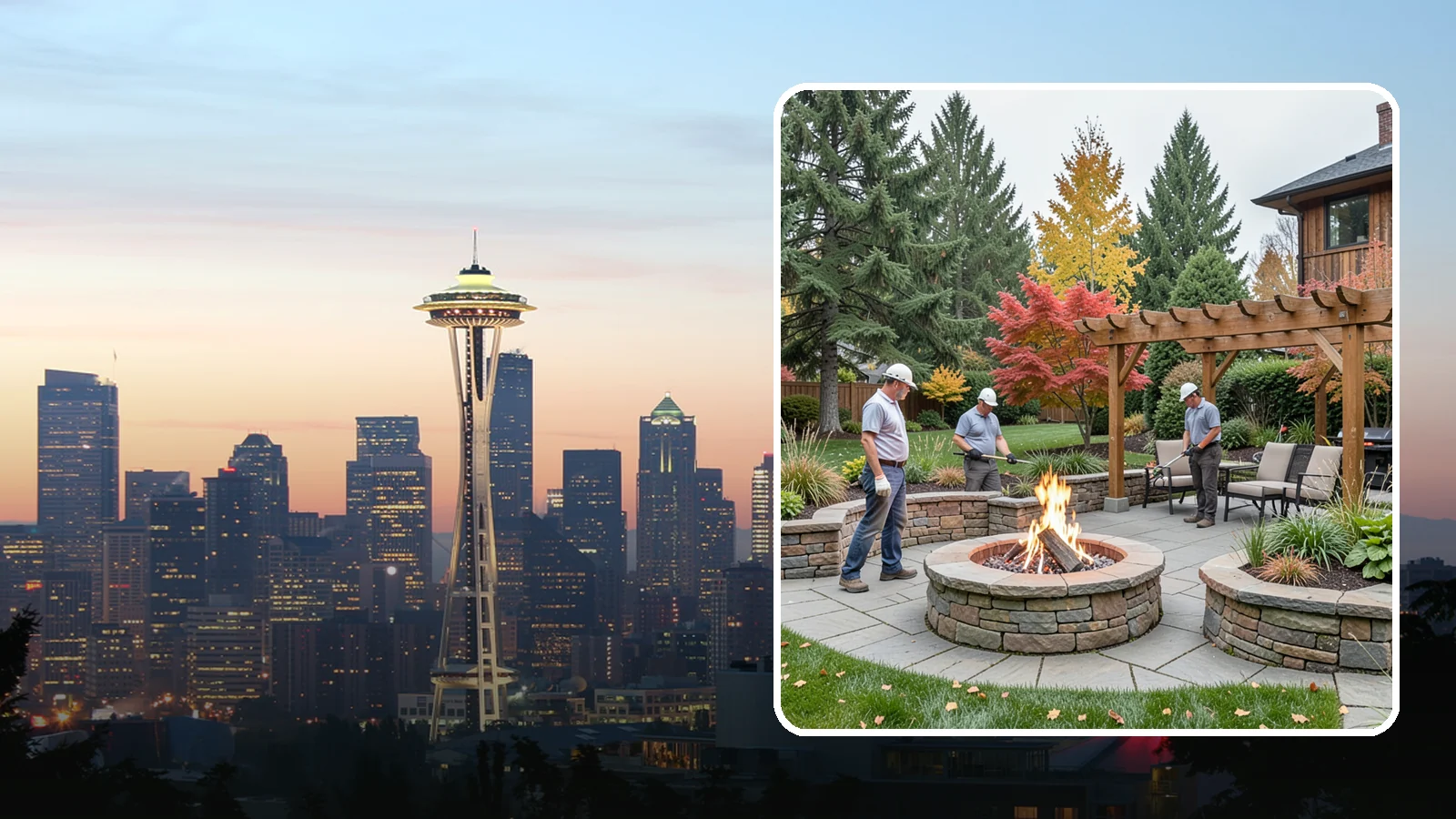 Fire Features in Seattle, King County, WA - Custom fire features - pits, fireplaces, bowls, and tables - that add warmth and drama to any space.