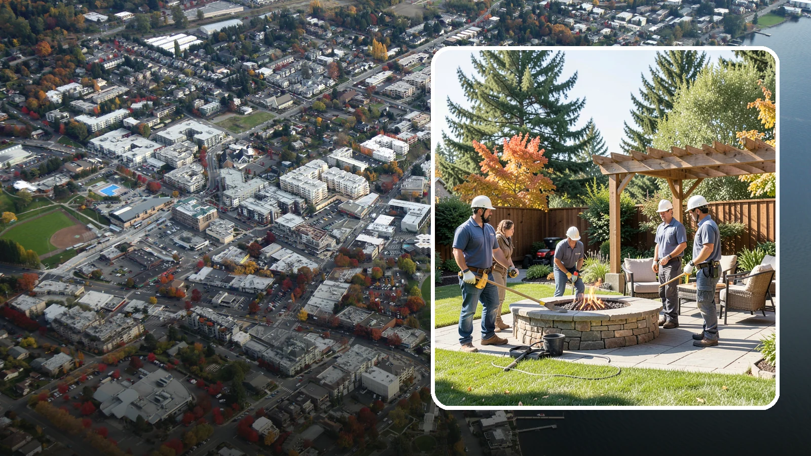 Fire Pit Installation in Kirkland, King County, WA - Wood-burning or gas fire pits that create a warm, inviting gathering spot for year-round evenings.