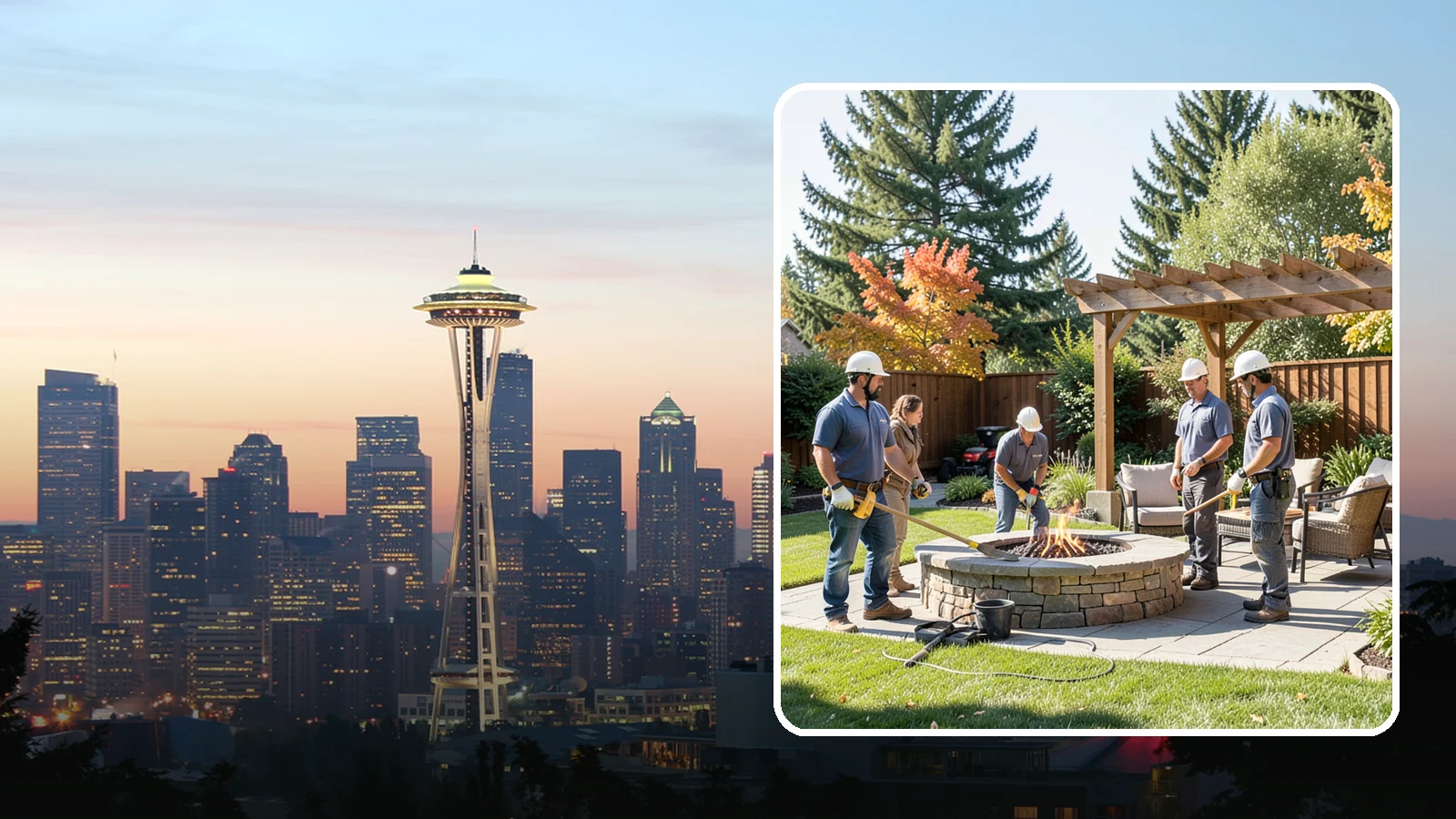 Fire Pit Installation in Seattle, King County, WA - Wood-burning or gas fire pits that create a warm, inviting gathering spot for year-round evenings.