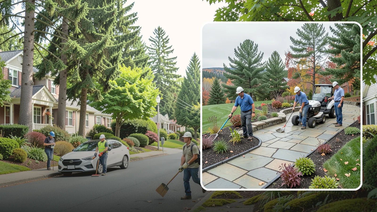 Flagstone Installation in Beaux Arts Village, King County, WA - Irregular flagstone laid in flowing, natural patterns for rustic PNW garden paths, patios, and stepping-stone walkways.