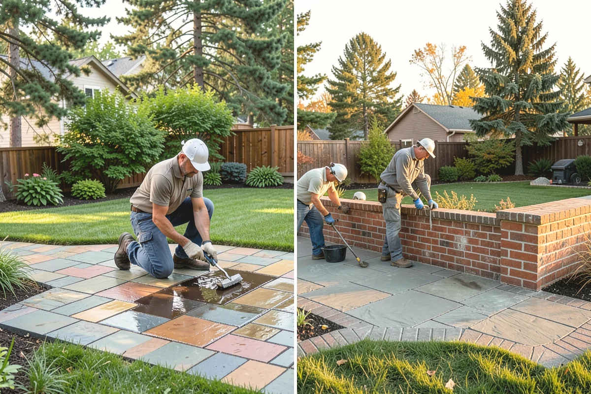Flagstone Installation in Carnation, King County, WA - Plan the layout and confirm drainage direction