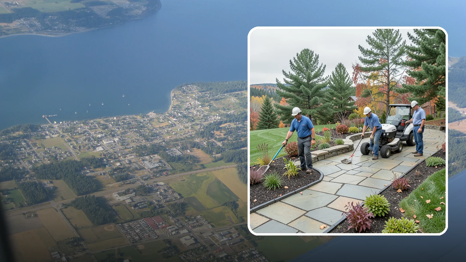 Flagstone Installation in Coupeville, Island County, WA - Irregular flagstone laid in flowing, natural patterns for rustic PNW garden paths, patios, and stepping-stone walkways.