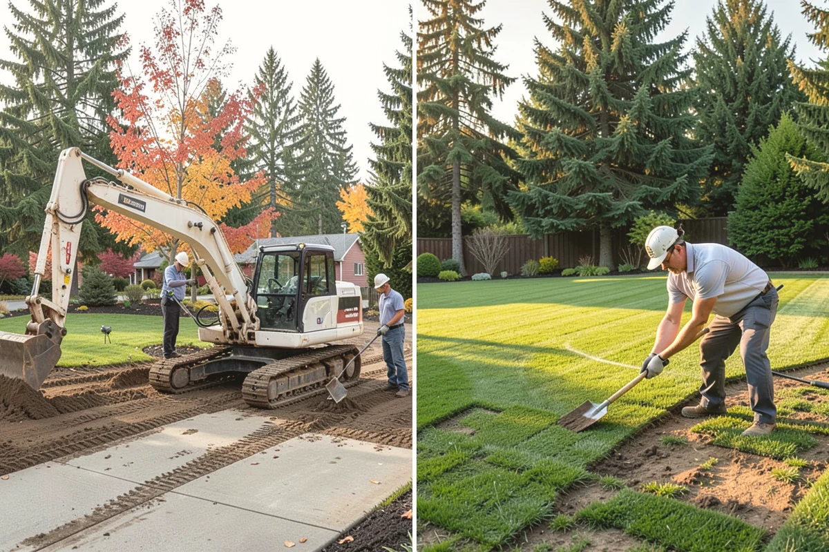 Flagstone Installation in Duvall, King County, WA - Plan the layout and confirm drainage direction