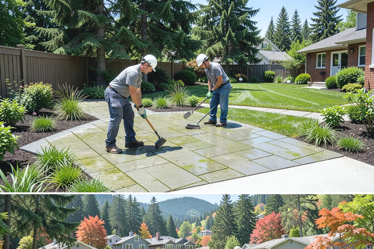 Flagstone Installation in Fircrest, Pierce County, WA - Best installed spring through fall when dry-set joints can settle, though sheltered paths can be built during drier winter breaks.